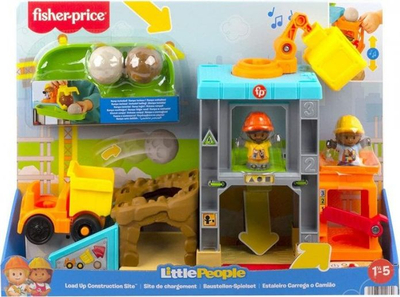 Set loje ndërtime Fisher-Price Little People Load Up Construction Site, me muzikë e tinguj, me kamion lodër, shumëngjyrësh