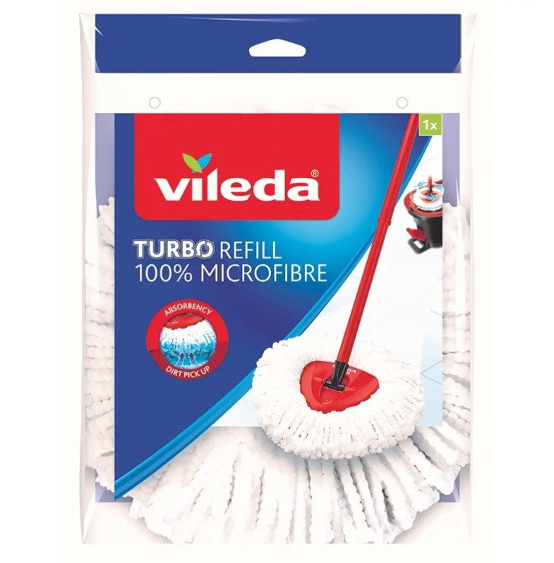 Kokë mop zëvendësuese Vileda Turbo Refill 152623, mikrofibër, larje deri 60°C, e bardhë