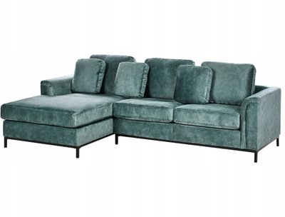 Divan këndor Beliani Oslo, kadife, chaise djathtas, blu jeshile