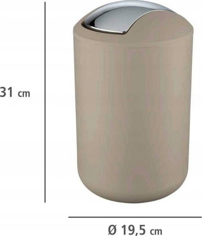 Koshi mbeturinash WENKO Swing Lid Bin 21222100, 6.5L, plastikë, taupe