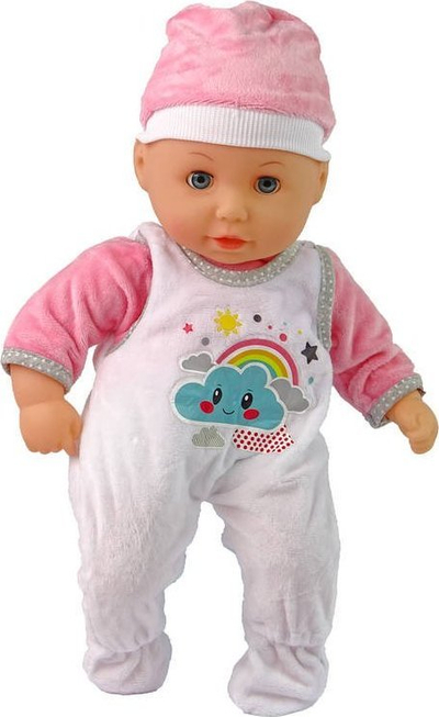 Кукла бебе Leantoys Baby Doll, со звук, со додатоци, розова и бела