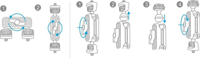 Krah montimi për kamerë PGYTECH Magic Arm, me vidë 1/4\", që sillet 360°, gri