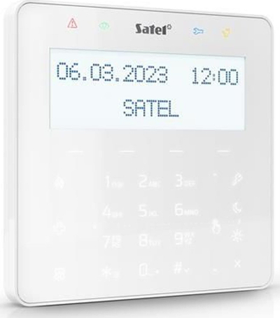 Tastierë touch Satel INT-KSG2R-W Integra Perfecta, lexues karte MIFARE, e bardhë
