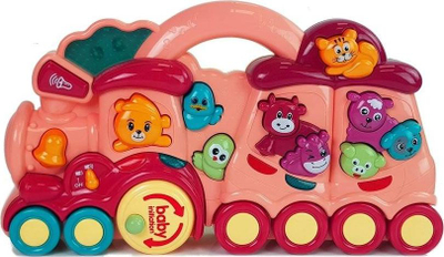 Lodër lokomotivë interaktive Leantoys Baby Imitation, me tinguj, për kalamaj 12m+, rozë