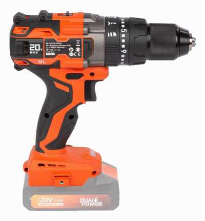 Trapan vidhosës pa kabllo Powerplus 20V Brushless, funksion goditës, pa bateri