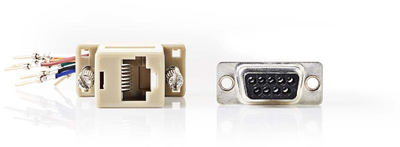Adapter serial Nedis D-SUB 9-pin male në RJ45 female, kontakte të veshura me nikel, ngjyrë ivory