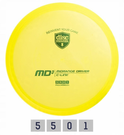 Disk golf Discmania C-LINE MD3, midrange driver, 173–176 g, i verdhë