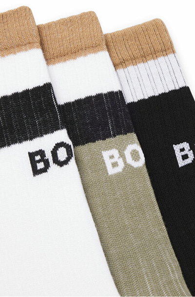 Çorape për meshkuj Hugo Boss, 3 palë, të bardha/ të zeza/ të gjelbra