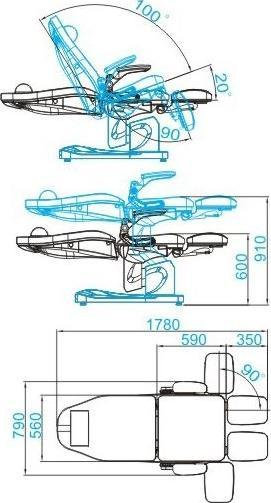 Karrige elektrike podologjike Azzurro 709A 3 Strong, gri