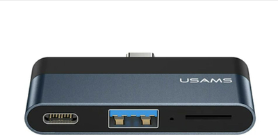 Adapter hub USB-C Usams, USB 3.0, lexues Micro SD, gri me të zezë