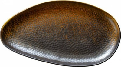 Pjatë e sheshtë Verlo Fire, 33x18 cm, porcelan, ngjyrë bakri