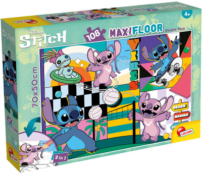 Puzzle Lisciani Maxifloor, 108 pjesë, skenë për ngjyrosje, shumëngjyrësh