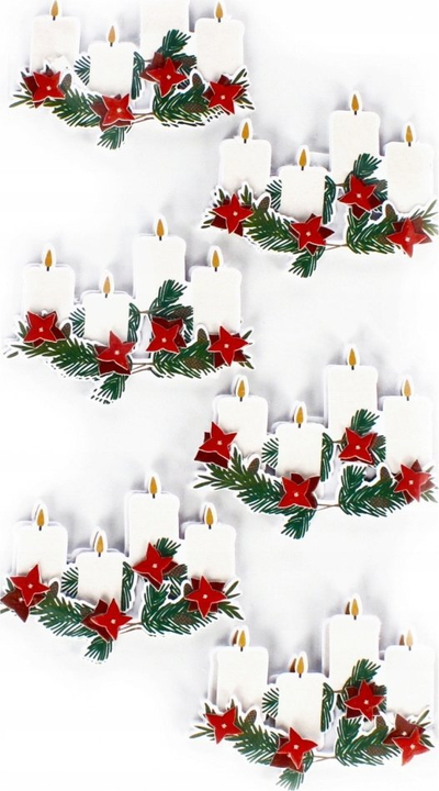 Autokollantë zbukurues Craft with Fun Christmas 3D Candles, me motive Krishtlindjesh