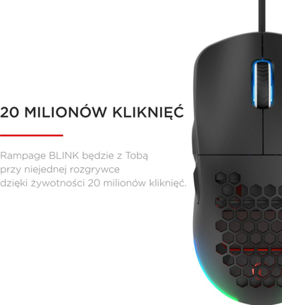 Set 2 copë maus gaming Rampage Blink, USB, 12800 DPI, RGB, i zi