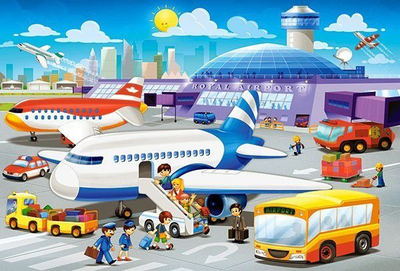 Puzzle Castorland: A day at the Airport, 59 x 40 cm, 40 elemente