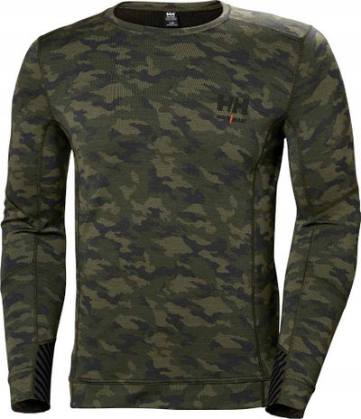 Bluzë termo për burra Helly Hansen LIFA Thermal Merino Crew Neck, me mëngë të gjata, punë, me kamuflazh