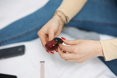 Rrip smart Forcell F-Design Fx8 për Xiaomi Mi Band 8, poliestër i ricikluar, ngjyrë burgundy