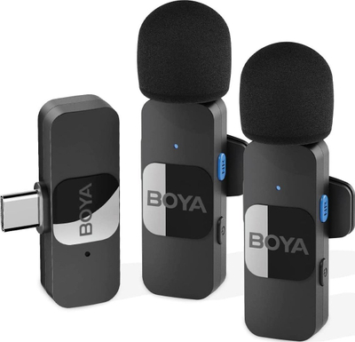 Sistem mikrofoni wireless Boya BY-V20 V2.0, 2.4 GHz, USB-C, i zi