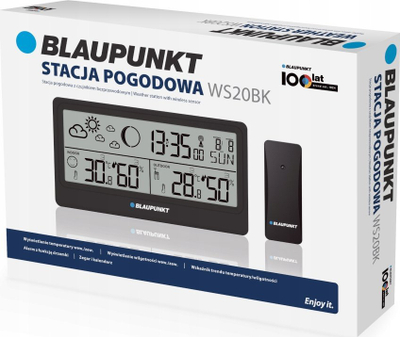 Метеоролошка станица Blaupunkt WS20BK, мултифункционална, дигитален екран, црна