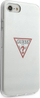 Kapak telefoni Guess Hard Case Triangle Logo, për iPhone SE 8 7, plastik, i bardhë me shkëlqim