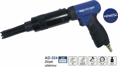Çekiç pneumatik me gjilpëra Adler AD-324, 4300 rpm, presion 6.3 bar, blu e zezë