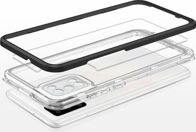 Mbrojtëse telefoni Hurtel Clear 3in1 për Samsung Galaxy A03s, hibride, transparente, me kornizë të zezë