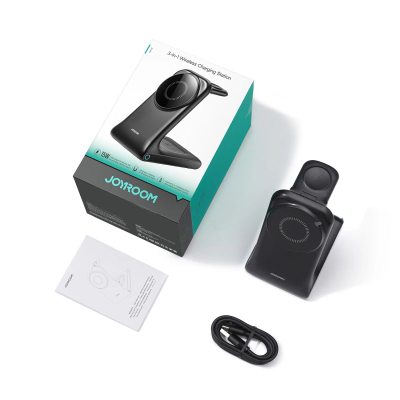 Karikues wireless 3 në 1 Joyroom JR-W15, MagSafe, 15W, i zi