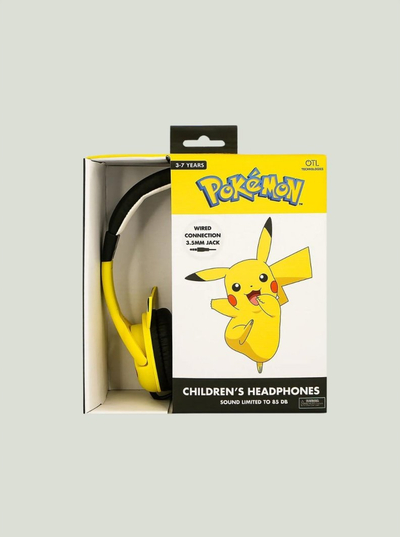 Kufje për kalamaj OTL Pikachu, me kabllo 3.5mm, kufizim zëri 85 dB, të verdha