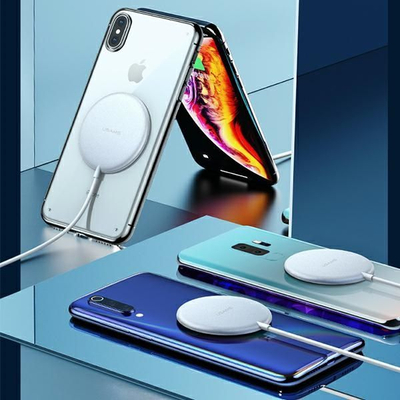 Karikues magnetik Usams US-CD160, 15W për celularët iPhone të serisë 12, i argjendtë