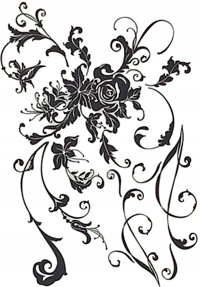 Sticker muri Brewis Flower, motiv lulesh dekorativ, ngjitës vetëngjitës, i zi