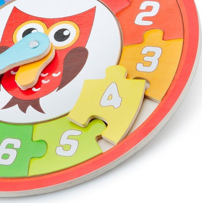 Puzzle druri New Classic Toys Buf, orë edukative, 25 cm, shumëngjyrësh