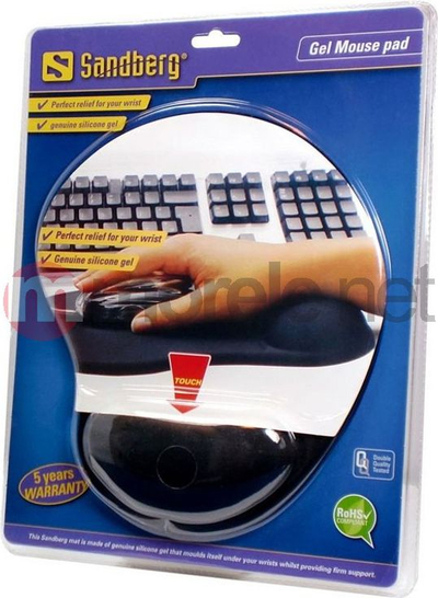Mousepad ergonomik Sandberg me jastëk xheli për kyçin e dorës, i zi