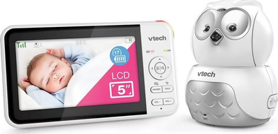 Monitor bebi VTech BM5550, ekran 5", kamerë që rrotullohet, i bardhë