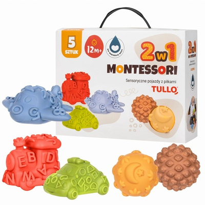Set lodrash Montessori Tullo 498, mjete sensorike 5 copë, tekstura të ndryshme, shumëngjyrëshe