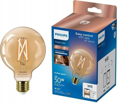 Llambë smart Philips G95, E27, 7W 50W, xham amber