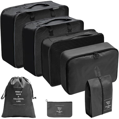 Set çantash kozmetike Ecarla Travel, 7 pjesë, organizuese, shumëngjyrëshe