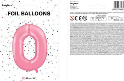 Balonë foli PartyDeco 0, XXL 86cm, rozë