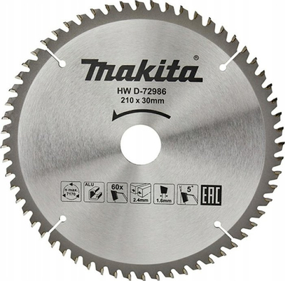 Disk sharrë Makita D-72986, 210mm, 60 dhëmbë, për alumin