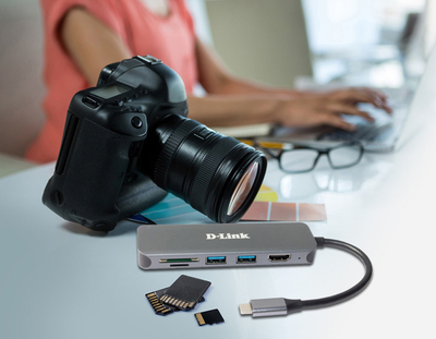 HUB USB C D-Link DUB-2327, 6 në 1, HDMI USB PD SD, gri