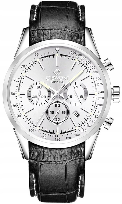 Orë dore meshkujsh Giewont GW7650-A1, kronograf, xham safiri 47mm, rrip i zi