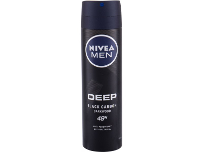 Deodorant Nivea Men, Deep Black Carbon Darkwood 48H, 150 ml