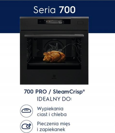 Furrë me avull Electrolux SteamCrisp 700 KOCAP31WT, me vetëpastrim pirolitik, 71L, e zezë