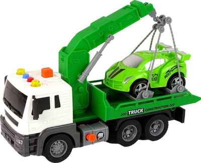 Lodër kamion rimorkiator Leantoys Tow Truck, shkallë 1:16, me drita dhe tinguj, i gjelbër