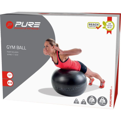 Top gjimnastik Pure Gymnastic Ball, 75 cm, PVC, i zi