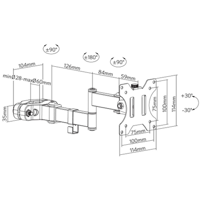 Mbajtëse për TV Techly, 17-32", 8 kg, VESA 75x75/100x100, e zezë