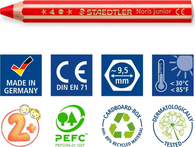Lapsa me ngjyra Staedtler Noris junior, set 12 copë, për fëmijë
