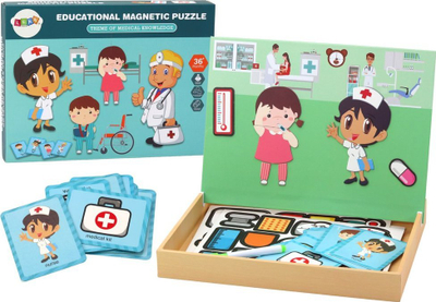 Puzzle magnetik edukativ LEAN TOYS, 47 copa, 29x21.5x3.5cm, me ngjyra nga të gjitha