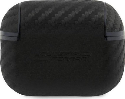 Kuti mbrojtëse Ferrari PU Carbon On Track për AirPods Pro 2, teksturë karboni, FESAP2CABK, e zezë
