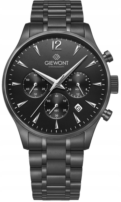 Рачен часовник Giewont GW6310-B1, хронограф, сафирно стакло, црн