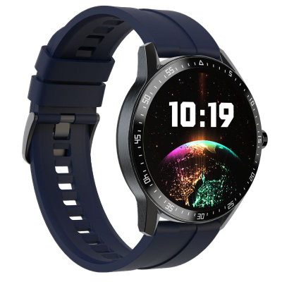 Smartwatch G.Rossi SW018-5, orë e rrumbullakët me ngjyra, rrip silikoni, blu e errët